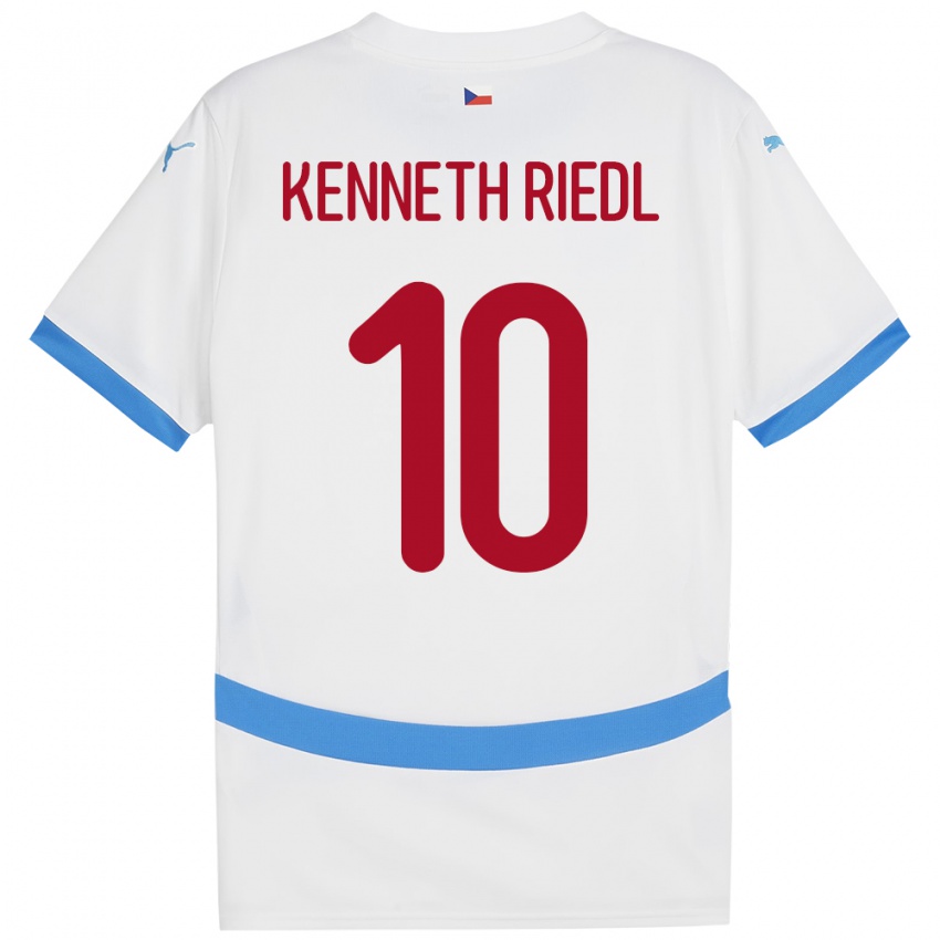 Børn Tjekkiet Victor Kenneth Riedl #10 Hvid Udebane Spillertrøjer 24-26 Trøje T-Shirt