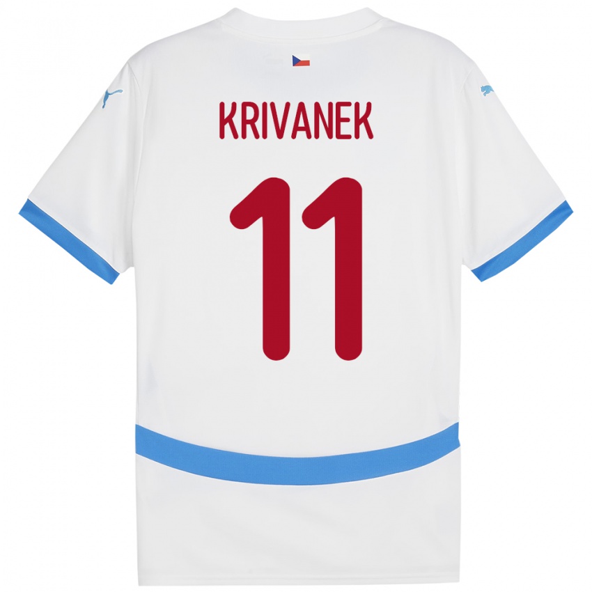 Børn Tjekkiet Jan Krivanek #11 Hvid Udebane Spillertrøjer 24-26 Trøje T-Shirt