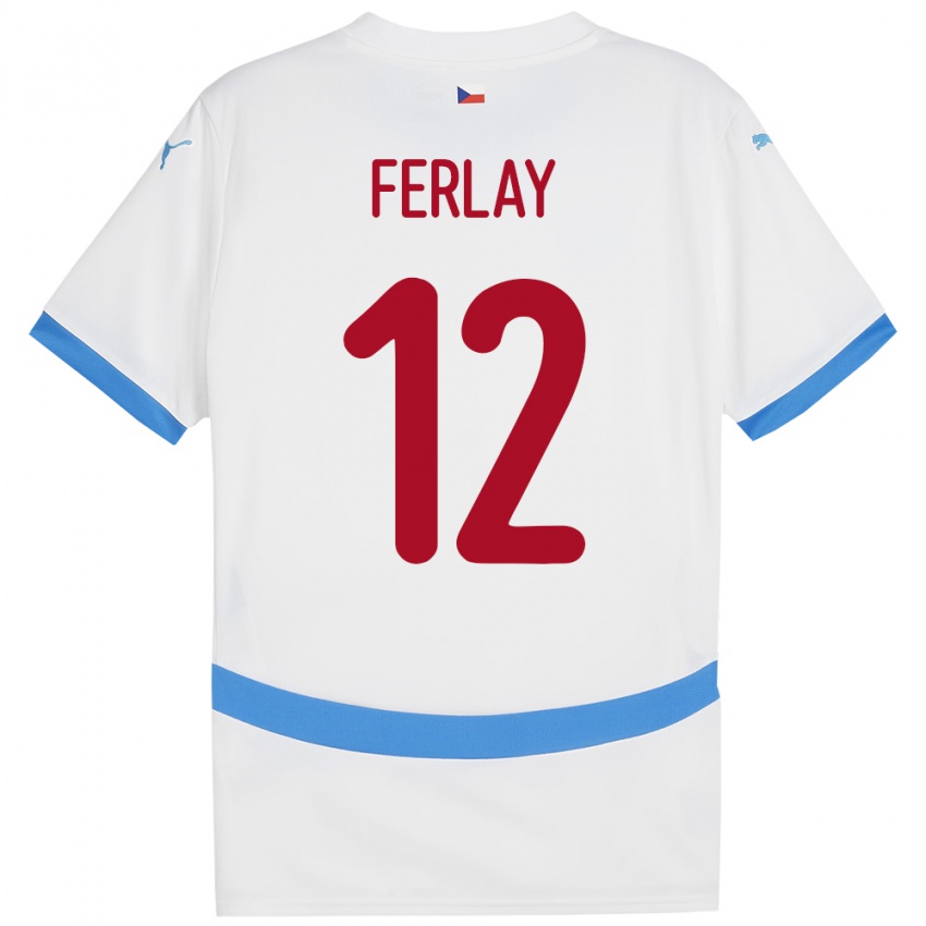 Børn Tjekkiet Ruben Ferlay #12 Hvid Udebane Spillertrøjer 24-26 Trøje T-Shirt