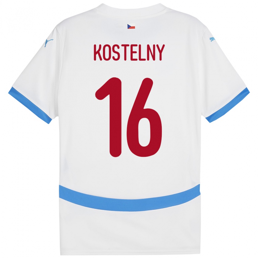 Børn Tjekkiet Krystof Kostelny #16 Hvid Udebane Spillertrøjer 24-26 Trøje T-Shirt