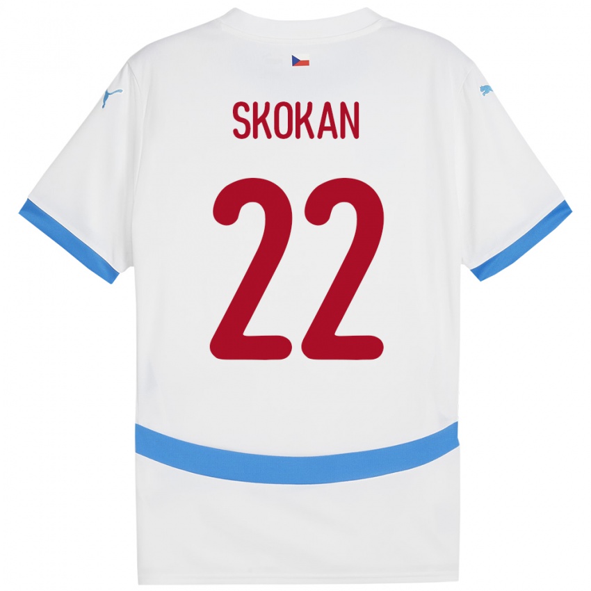 Børn Tjekkiet Vitek Skokan #22 Hvid Udebane Spillertrøjer 24-26 Trøje T-Shirt