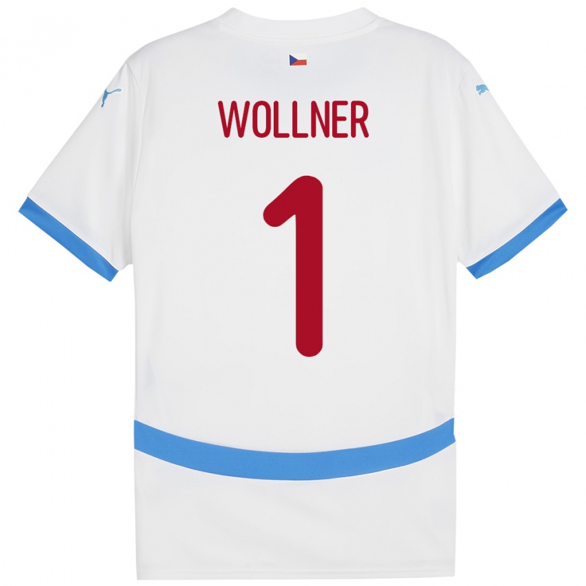 Børn Tjekkiet Vojtech Wollner #1 Hvid Udebane Spillertrøjer 24-26 Trøje T-Shirt