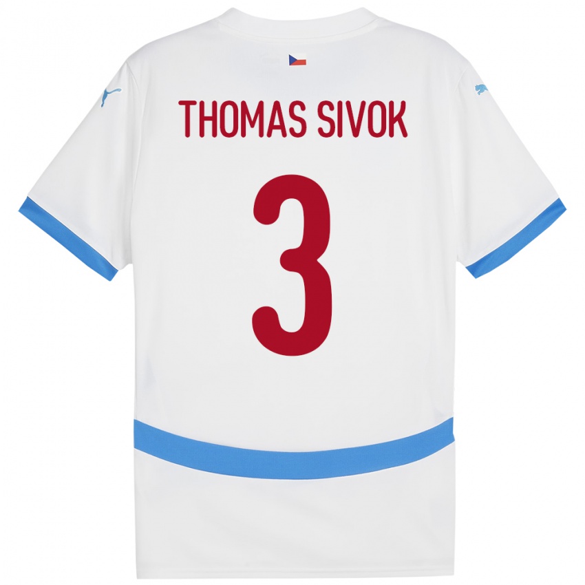 Børn Tjekkiet Andre Thomas Sivok #3 Hvid Udebane Spillertrøjer 24-26 Trøje T-Shirt