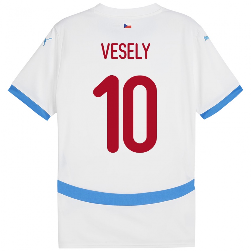 Børn Tjekkiet David Vesely #10 Hvid Udebane Spillertrøjer 24-26 Trøje T-Shirt