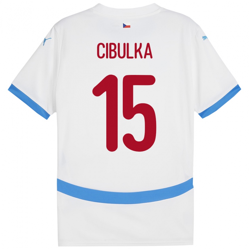 Børn Tjekkiet Oskar Cibulka #15 Hvid Udebane Spillertrøjer 24-26 Trøje T-Shirt