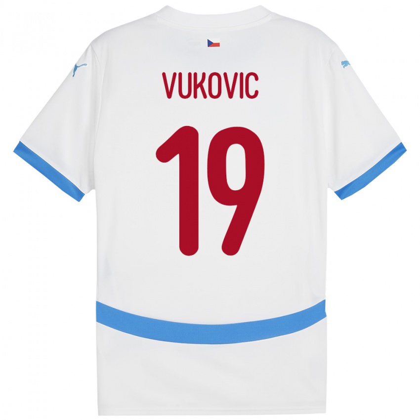 Børn Tjekkiet Kristian Vukovic #19 Hvid Udebane Spillertrøjer 24-26 Trøje T-Shirt