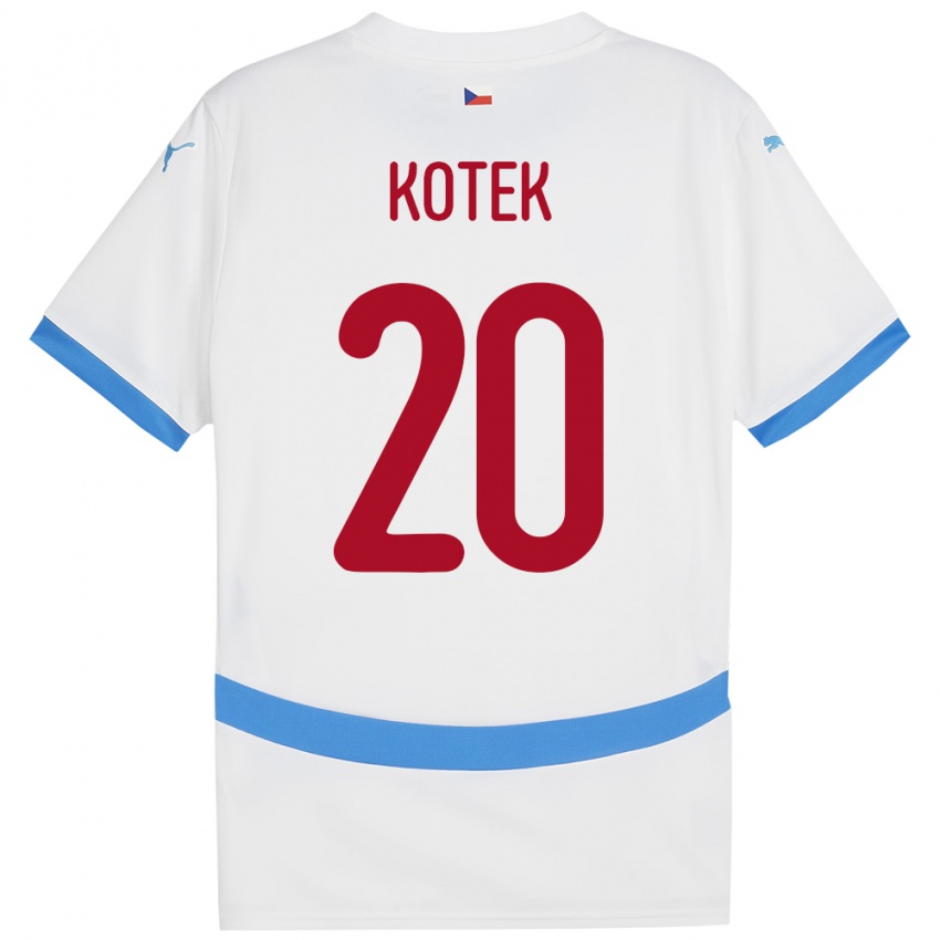 Børn Tjekkiet Tomas Kotek #20 Hvid Udebane Spillertrøjer 24-26 Trøje T-Shirt