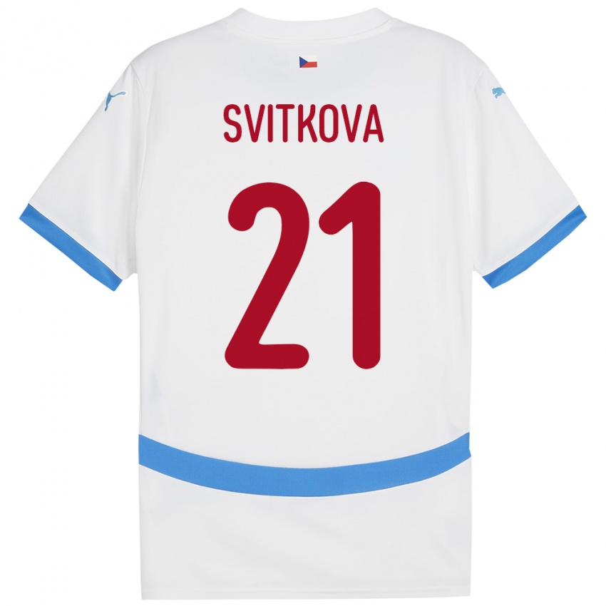 Børn Tjekkiet Kateřina Svitková #21 Hvid Udebane Spillertrøjer 24-26 Trøje T-Shirt