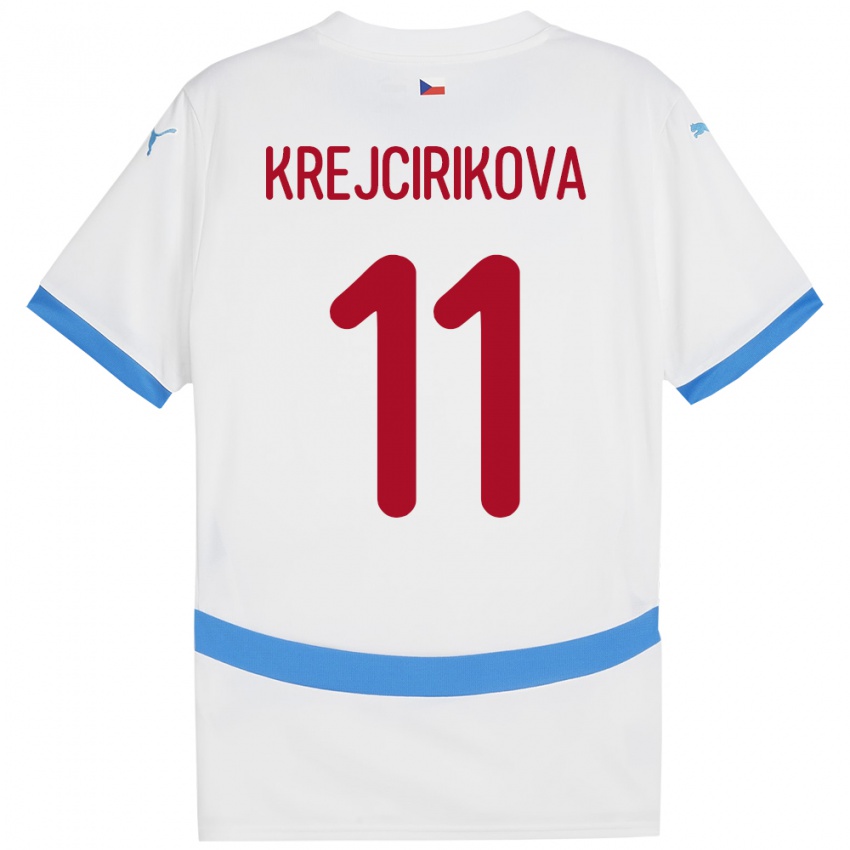 Børn Tjekkiet Tereza Krejčiříková #11 Hvid Udebane Spillertrøjer 24-26 Trøje T-Shirt