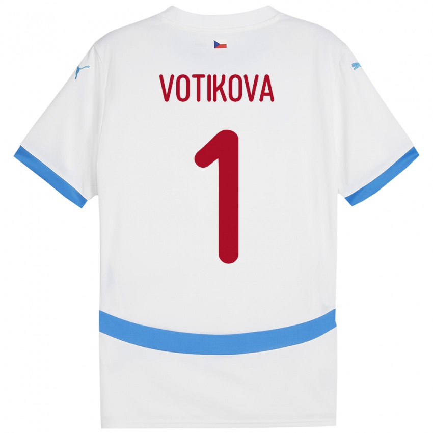 Børn Tjekkiet Barbora Votíková #1 Hvid Udebane Spillertrøjer 24-26 Trøje T-Shirt