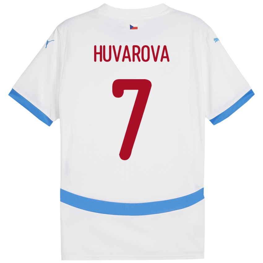 Børn Tjekkiet Dominika Huvarová #7 Hvid Udebane Spillertrøjer 24-26 Trøje T-Shirt