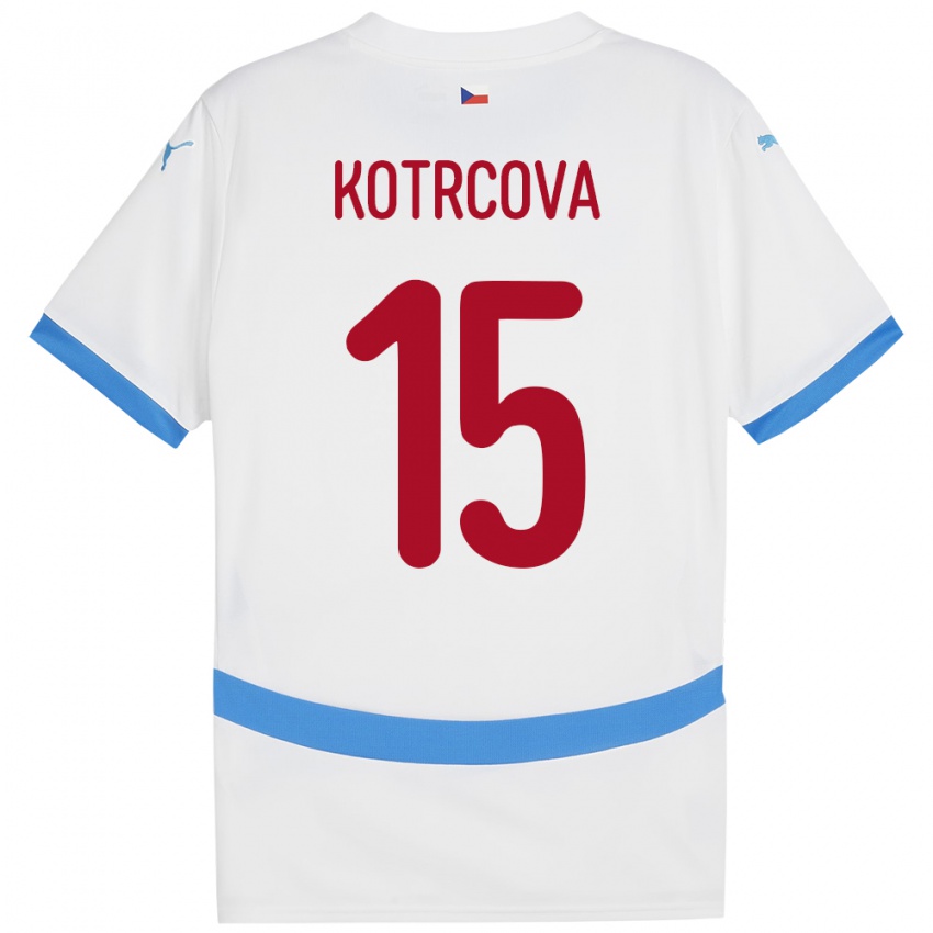 Børn Tjekkiet Kateřina Kotrčová #15 Hvid Udebane Spillertrøjer 24-26 Trøje T-Shirt