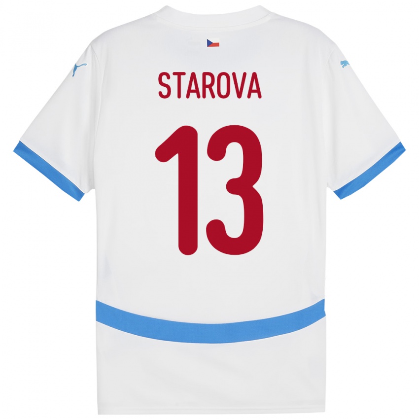 Børn Tjekkiet Antonie Stárová #13 Hvid Udebane Spillertrøjer 24-26 Trøje T-Shirt