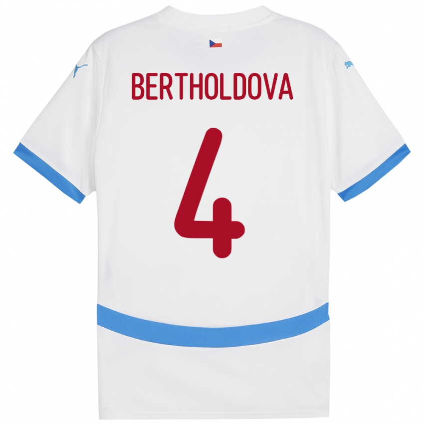 Børn Tjekkiet Petra Bertholdová #4 Hvid Udebane Spillertrøjer 24-26 Trøje T-Shirt