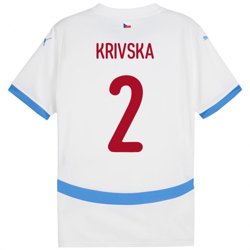 Børn Tjekkiet Karolína Křivská #2 Hvid Udebane Spillertrøjer 24-26 Trøje T-Shirt