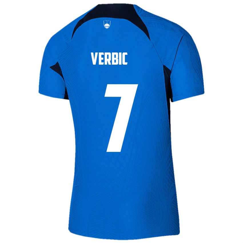 Børn Slovenien Benjamin Verbic #7 Blå Udebane Spillertrøjer 24-26 Trøje T-Shirt