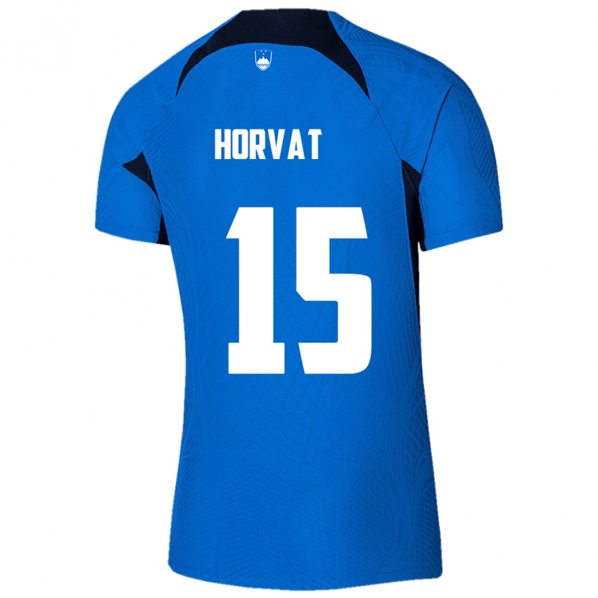 Børn Slovenien Tomi Horvat #15 Blå Udebane Spillertrøjer 24-26 Trøje T-Shirt