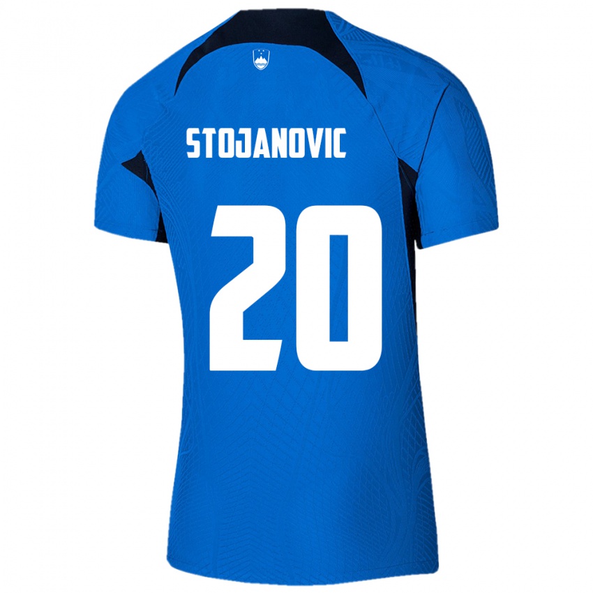 Børn Slovenien Petar Stojanović #20 Blå Udebane Spillertrøjer 24-26 Trøje T-Shirt