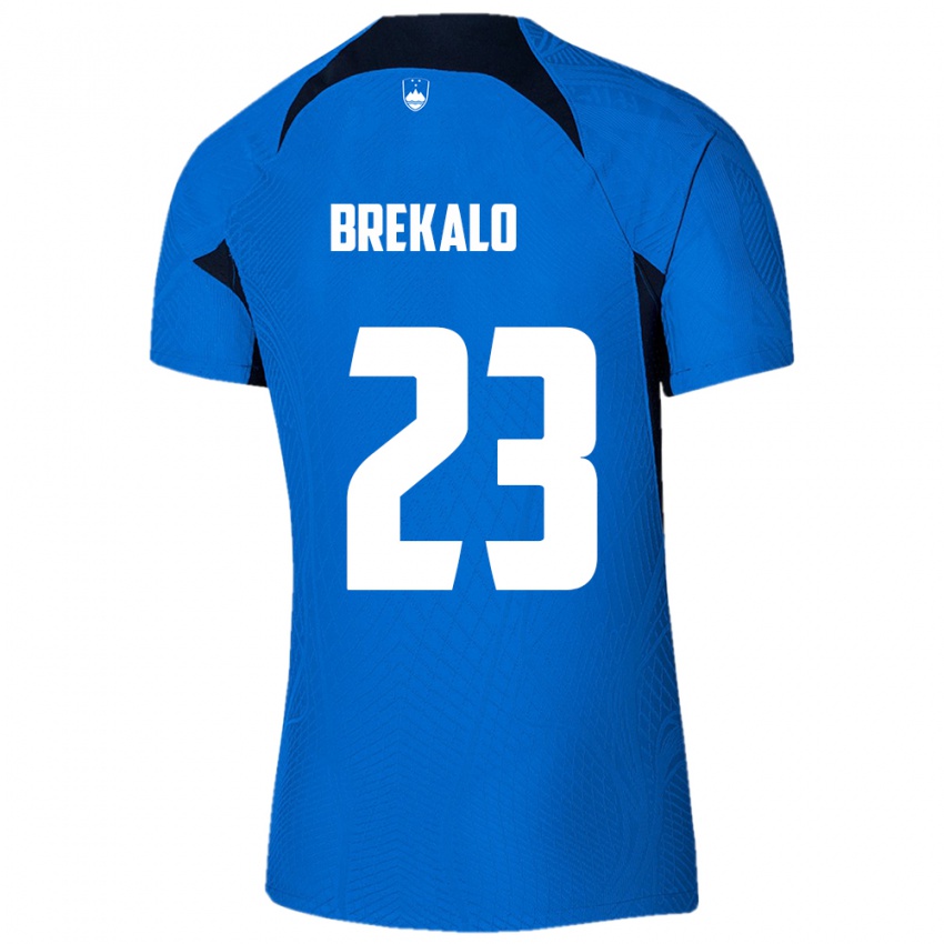 Børn Slovenien David Brekalo #23 Blå Udebane Spillertrøjer 24-26 Trøje T-Shirt