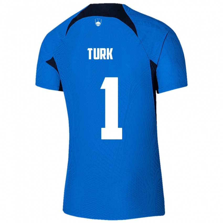 Børn Slovenien Martin Turk #1 Blå Udebane Spillertrøjer 24-26 Trøje T-Shirt