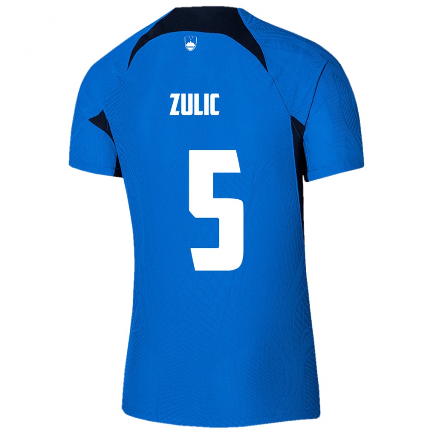 Børn Slovenien Anel Zulic #5 Blå Udebane Spillertrøjer 24-26 Trøje T-Shirt