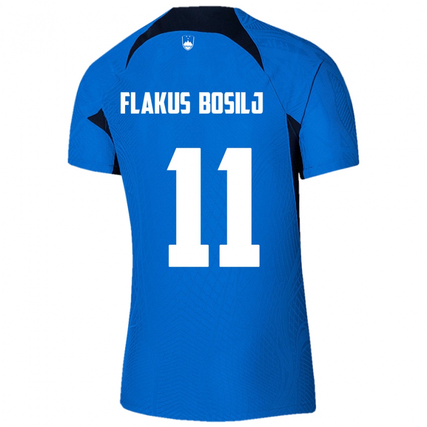 Børn Slovenien David Flakus Bosilj #11 Blå Udebane Spillertrøjer 24-26 Trøje T-Shirt