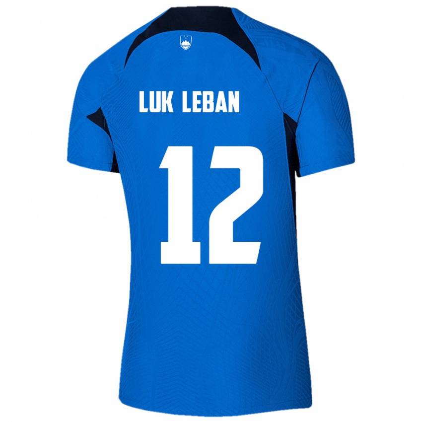 Børn Slovenien Zan Luk Leban #12 Blå Udebane Spillertrøjer 24-26 Trøje T-Shirt