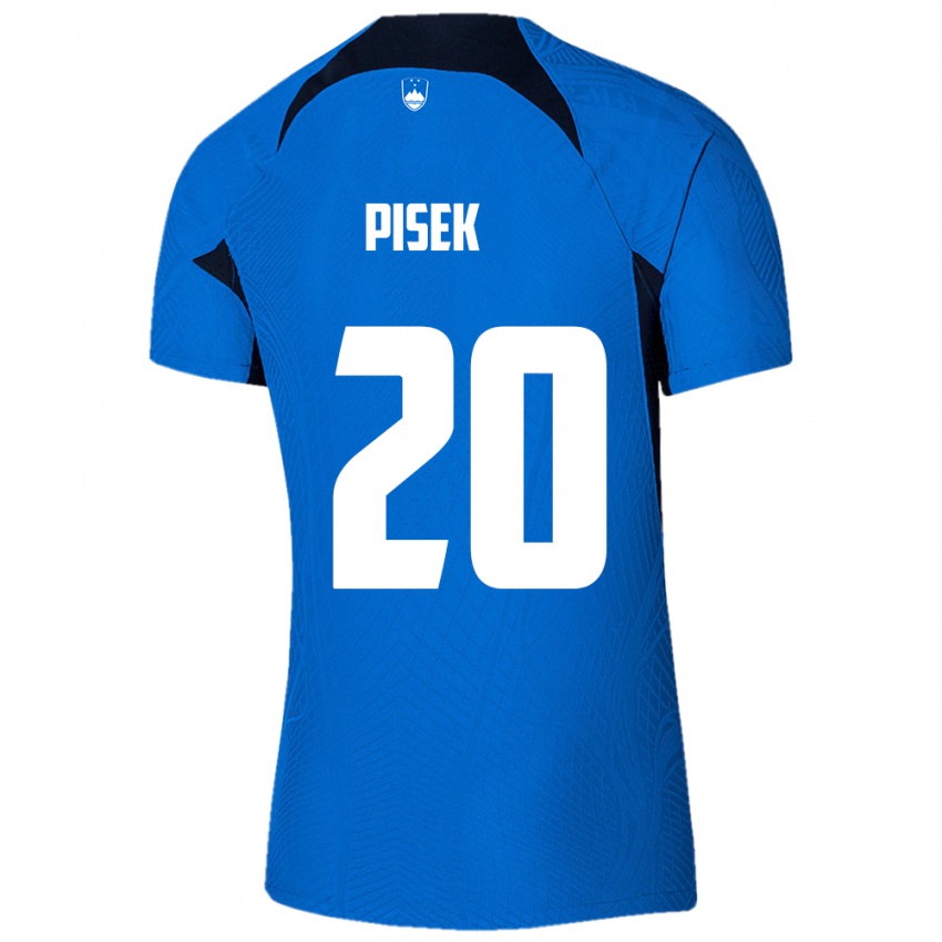 Børn Slovenien Jost Pisek #20 Blå Udebane Spillertrøjer 24-26 Trøje T-Shirt