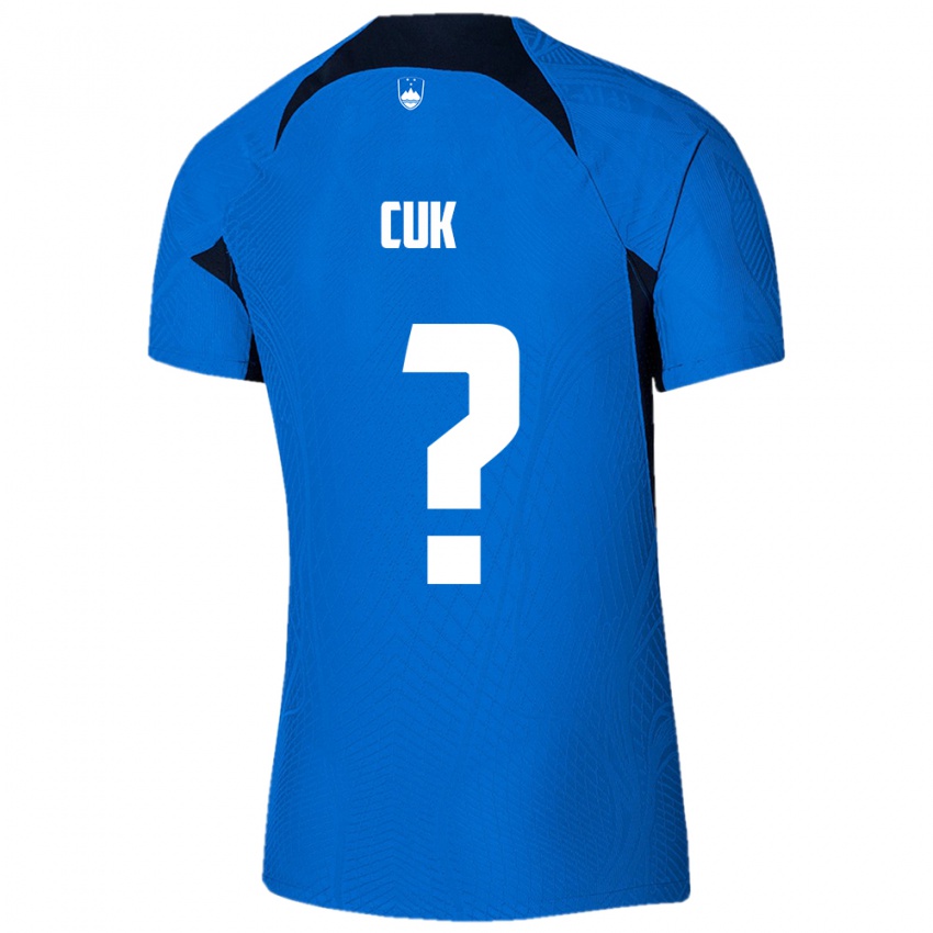 Børn Slovenien Tine Cuk #0 Blå Udebane Spillertrøjer 24-26 Trøje T-Shirt