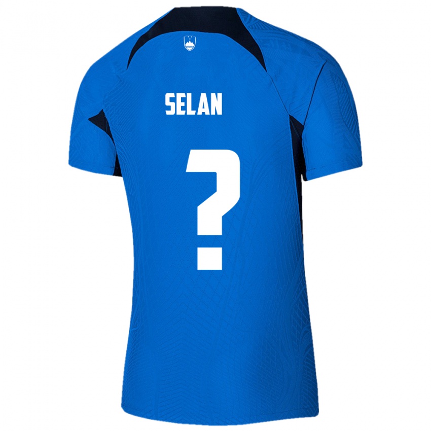 Børn Slovenien Beno Selan #0 Blå Udebane Spillertrøjer 24-26 Trøje T-Shirt