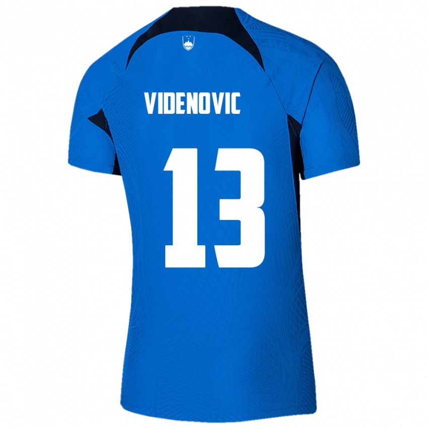 Børn Slovenien Denis Videnovic #13 Blå Udebane Spillertrøjer 24-26 Trøje T-Shirt