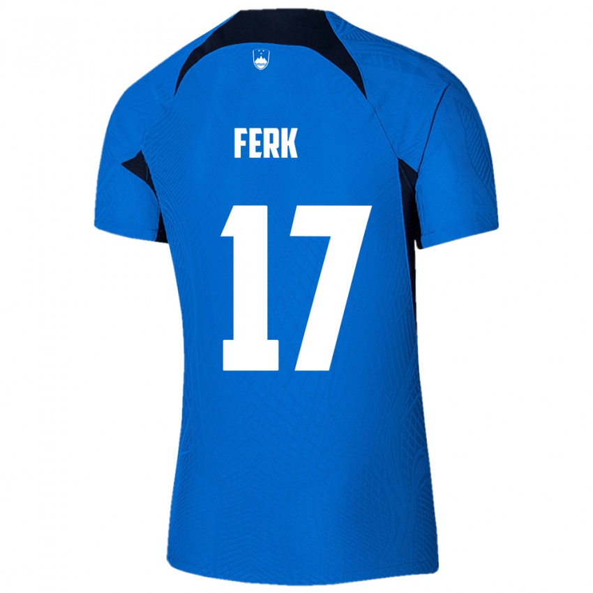 Børn Slovenien Matic Ferk #17 Blå Udebane Spillertrøjer 24-26 Trøje T-Shirt