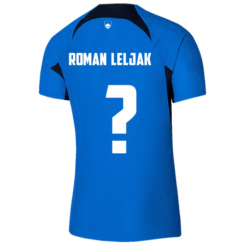 Børn Slovenien Nejc Roman Leljak #0 Blå Udebane Spillertrøjer 24-26 Trøje T-Shirt