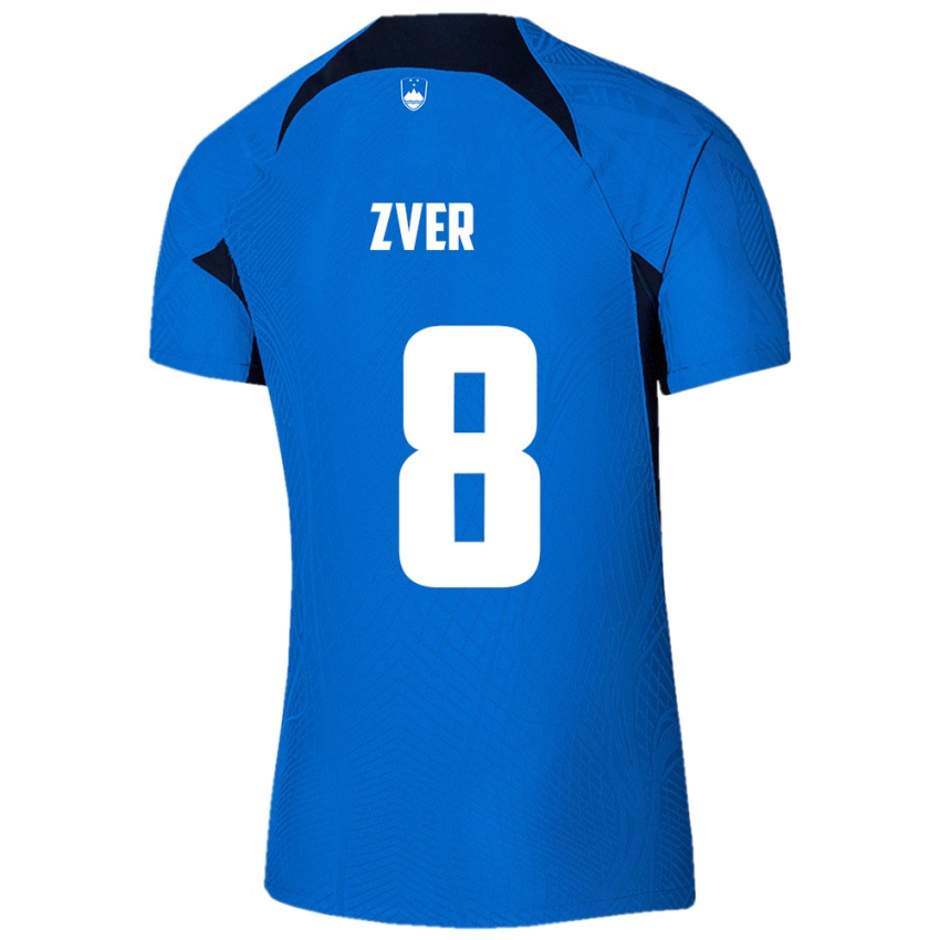 Børn Slovenien Mateja Zver #8 Blå Udebane Spillertrøjer 24-26 Trøje T-Shirt