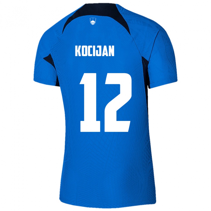 Børn Slovenien Iva Kocijan #12 Blå Udebane Spillertrøjer 24-26 Trøje T-Shirt