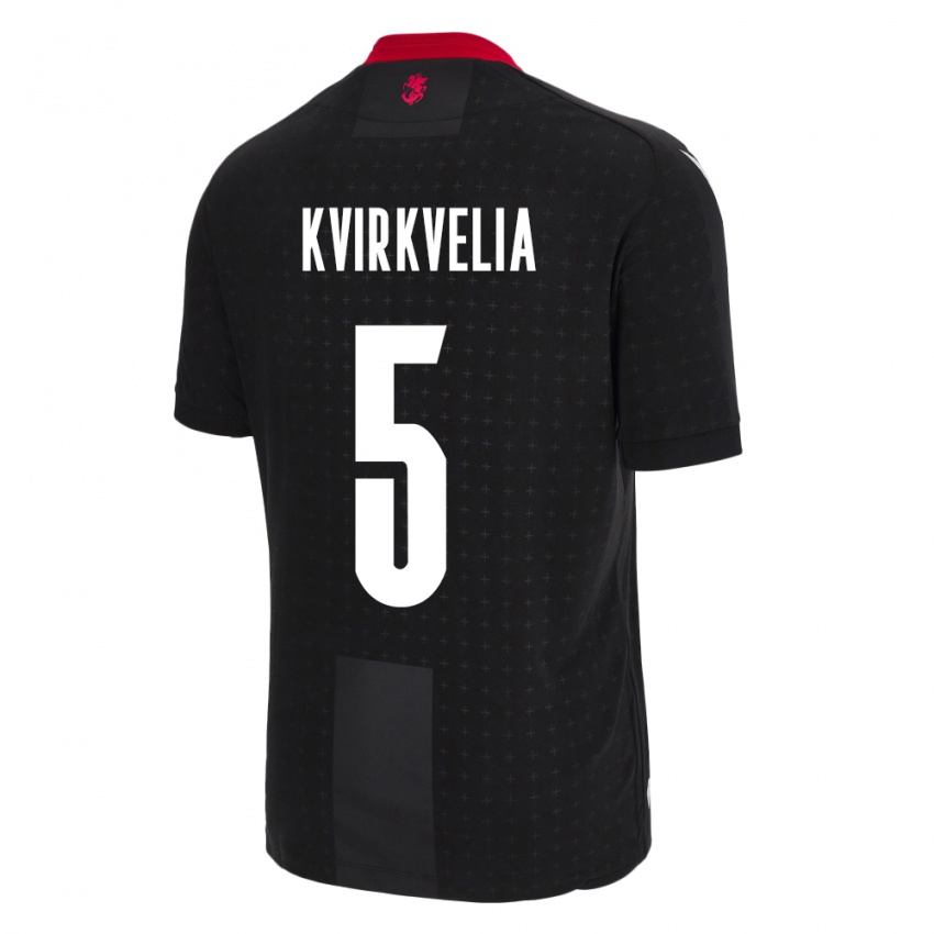 Børn Georgia Solomon Kvirkvelia #5 Sort Udebane Spillertrøjer 24-26 Trøje T-Shirt