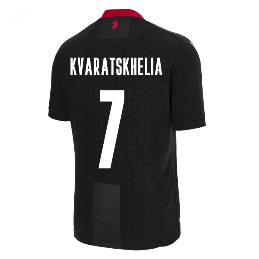 Børn Georgia Khvicha Kvaratskhelia #7 Sort Udebane Spillertrøjer 24-26 Trøje T-Shirt