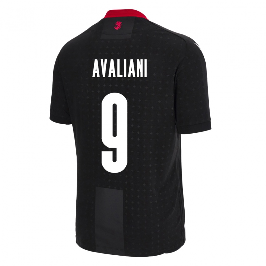 Børn Georgia Aleksandre Avaliani #9 Sort Udebane Spillertrøjer 24-26 Trøje T-Shirt