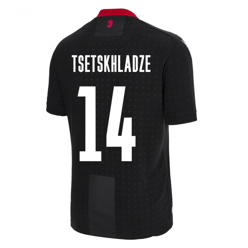 Børn Georgia Nikoloz Tsetskhladze #14 Sort Udebane Spillertrøjer 24-26 Trøje T-Shirt