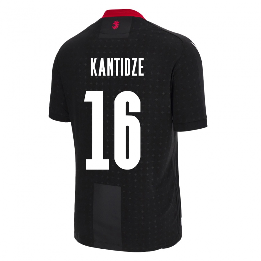 Børn Georgia Nikoloz Kantidze #16 Sort Udebane Spillertrøjer 24-26 Trøje T-Shirt