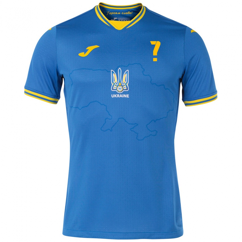 Børn Ukraine Yelyzaveta Molodyuk #0 Blå Udebane Spillertrøjer 24-26 Trøje T-Shirt