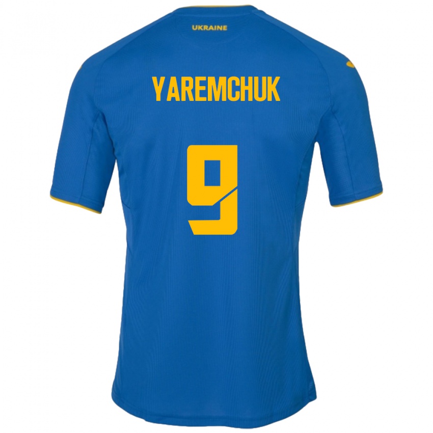 Børn Ukraine Roman Yaremchuk #9 Blå Udebane Spillertrøjer 24-26 Trøje T-Shirt