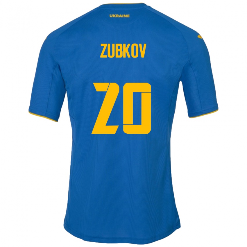 Børn Ukraine Oleksandr Zubkov #20 Blå Udebane Spillertrøjer 24-26 Trøje T-Shirt