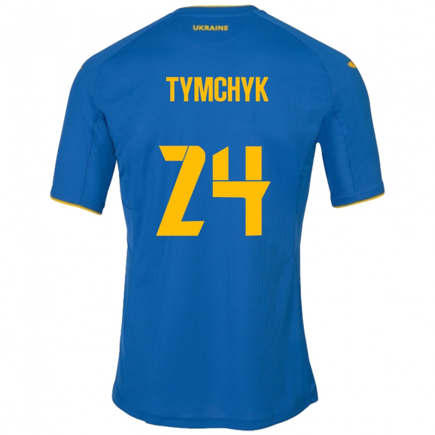 Børn Ukraine Oleksandr Tymchyk #24 Blå Udebane Spillertrøjer 24-26 Trøje T-Shirt