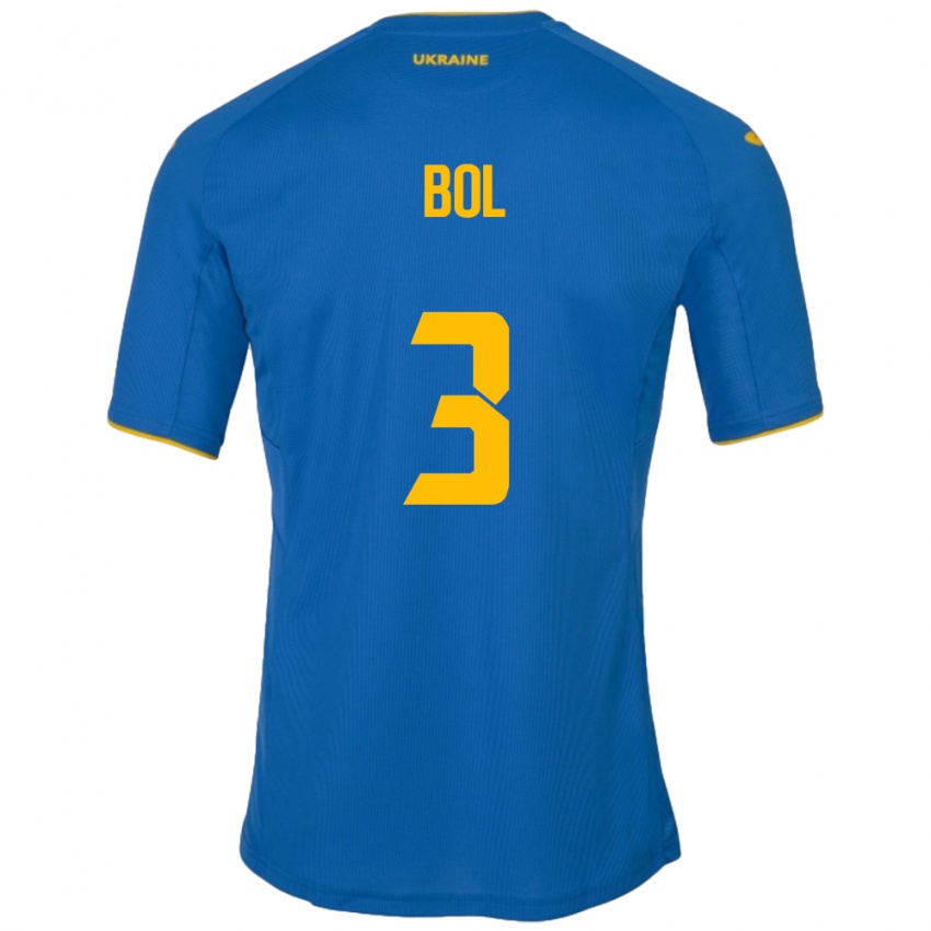 Børn Ukraine Anton Bol #3 Blå Udebane Spillertrøjer 24-26 Trøje T-Shirt