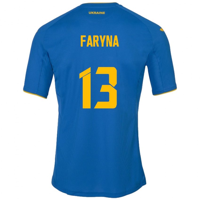 Børn Ukraine Maryan Faryna #13 Blå Udebane Spillertrøjer 24-26 Trøje T-Shirt