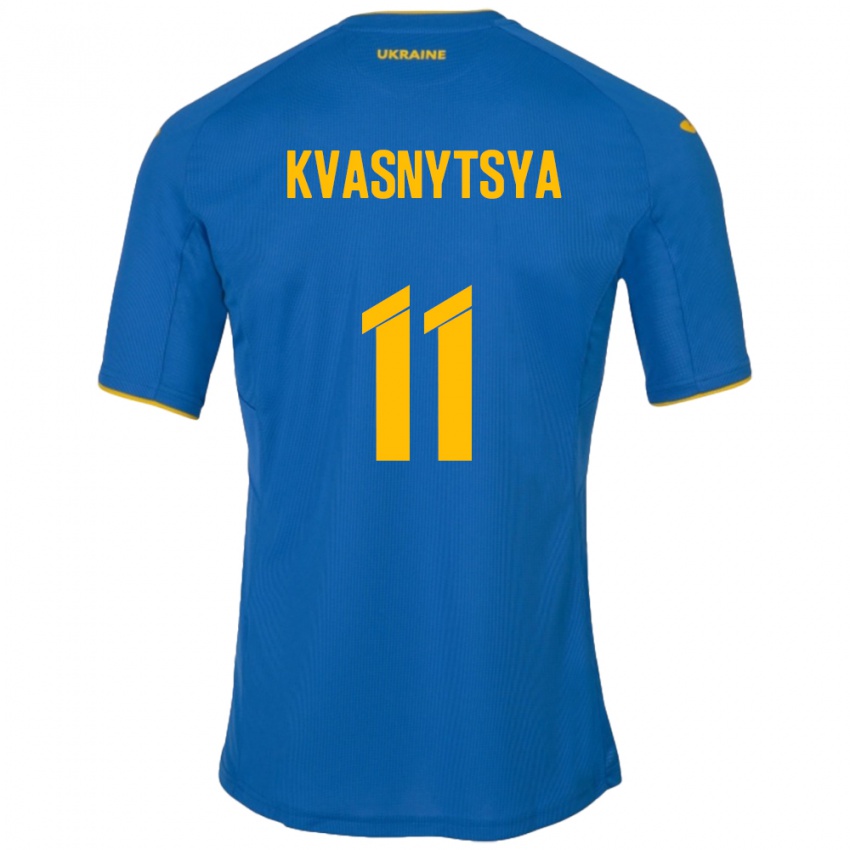 Børn Ukraine Ilya Kvasnytsya #11 Blå Udebane Spillertrøjer 24-26 Trøje T-Shirt