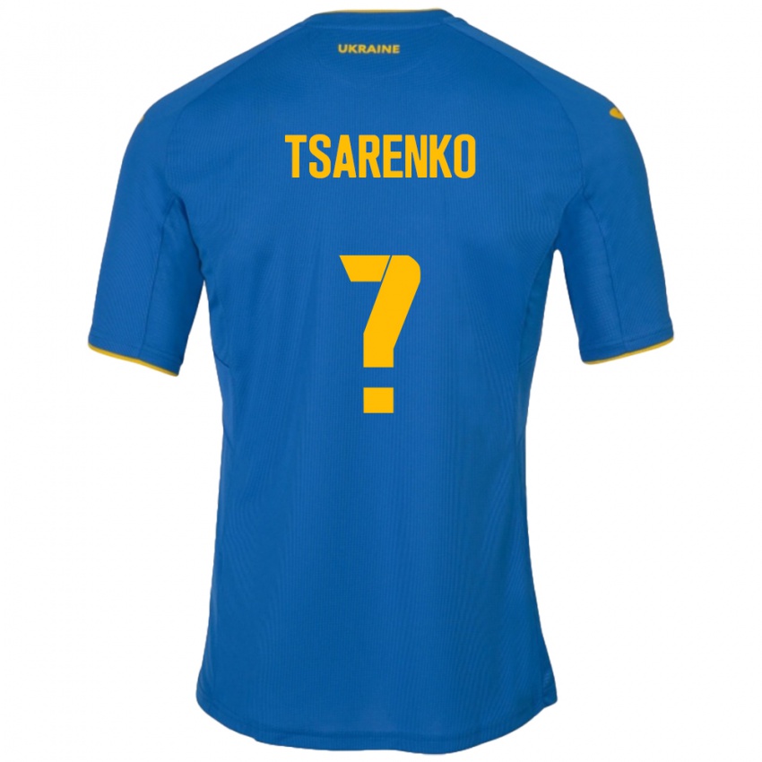 Børn Ukraine Anton Tsarenko #0 Blå Udebane Spillertrøjer 24-26 Trøje T-Shirt