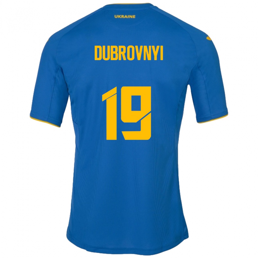 Børn Ukraine Mykhaylo Dubrovnyi #19 Blå Udebane Spillertrøjer 24-26 Trøje T-Shirt