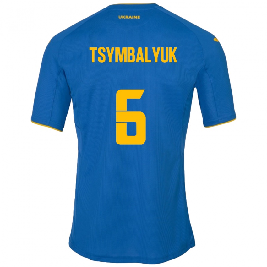 Børn Ukraine Maksym Tsymbalyuk #6 Blå Udebane Spillertrøjer 24-26 Trøje T-Shirt